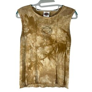 Harley Davidson 2004 Y2K Tie Dye Wester Baby Tee Tank Top Small